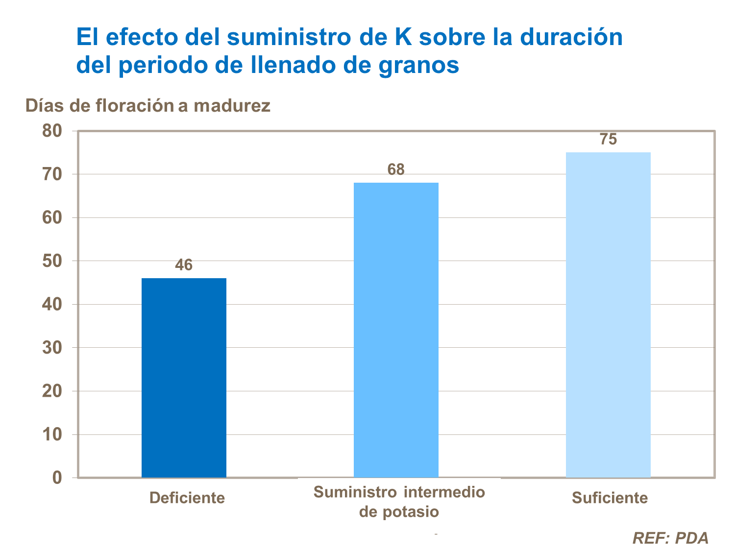 El efecto del suministro de K sobre la duración del periodo de llenado de granos